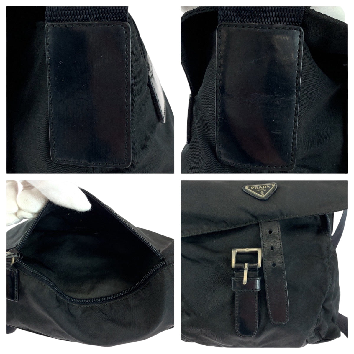 17326
PRADA プラダ テスート 三角ロゴプレート ブラック 黒 シルバー金具 ナイロン ショルダーバッグ サコッシュ  レディース AB39