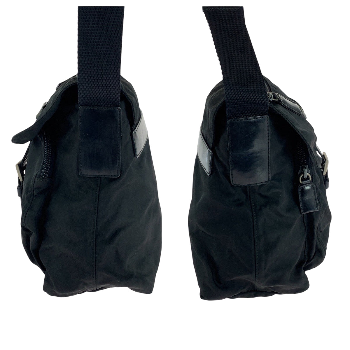 17326
PRADA プラダ テスート 三角ロゴプレート ブラック 黒 シルバー金具 ナイロン ショルダーバッグ サコッシュ  レディース AB39