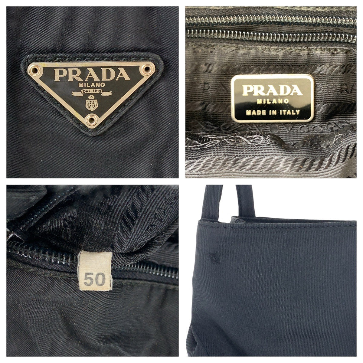 17327
PRADA プラダ テスート 三角ロゴプレート ブラック 黒 シルバー金具 ナイロン トートバッグ ショルダーバッグ  レディース ABP39