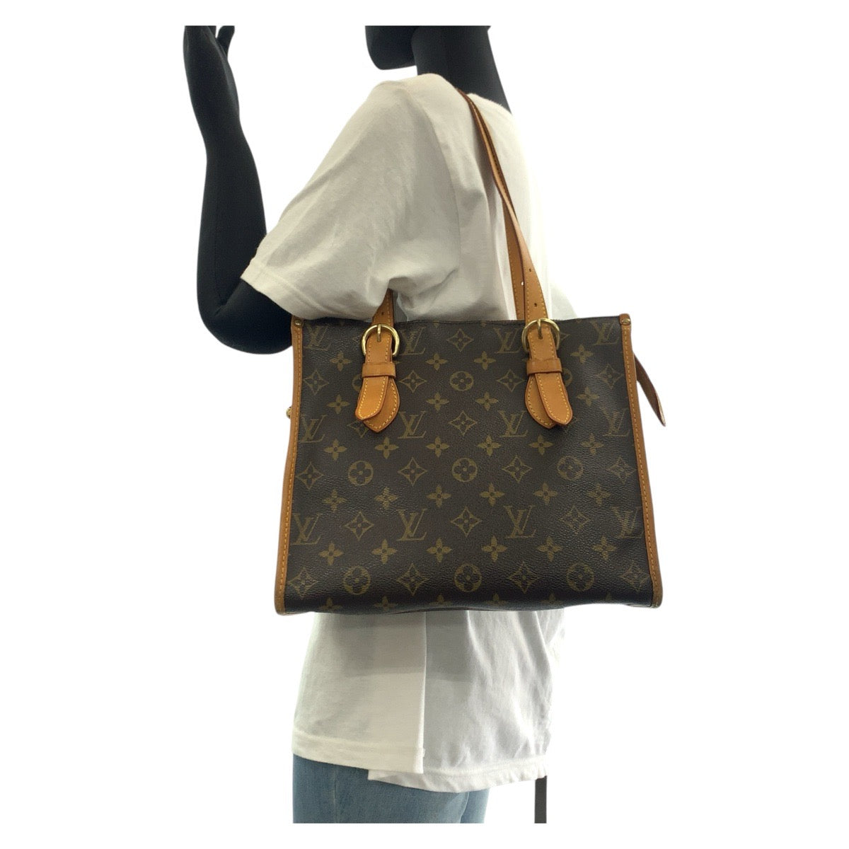 17329
LOUIS VUITTON ルイヴィトン モノグラム ポパンクール オ ブラウン ゴールド金具 PVC / レザー M40007 トートバッグ ショルダーバッグ レディース AB59