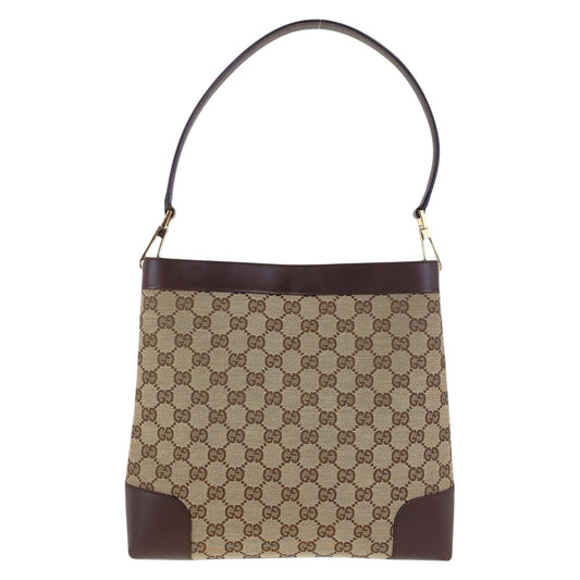 17330
GUCCI グッチ ベージュ ブラウン ゴールド金具 GGキャンバス / レザー 001 4231 1705 ショルダーバッグ ハンドバッグ  レディース ABP52