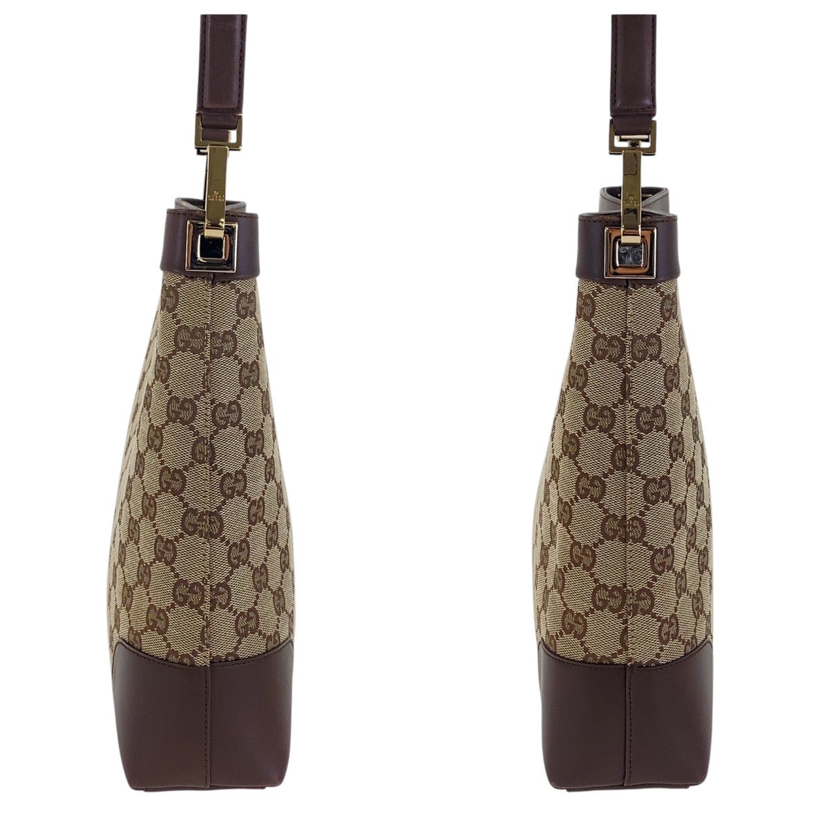17330
GUCCI グッチ ベージュ ブラウン ゴールド金具 GGキャンバス / レザー 001 4231 1705 ショルダーバッグ ハンドバッグ  レディース ABP52