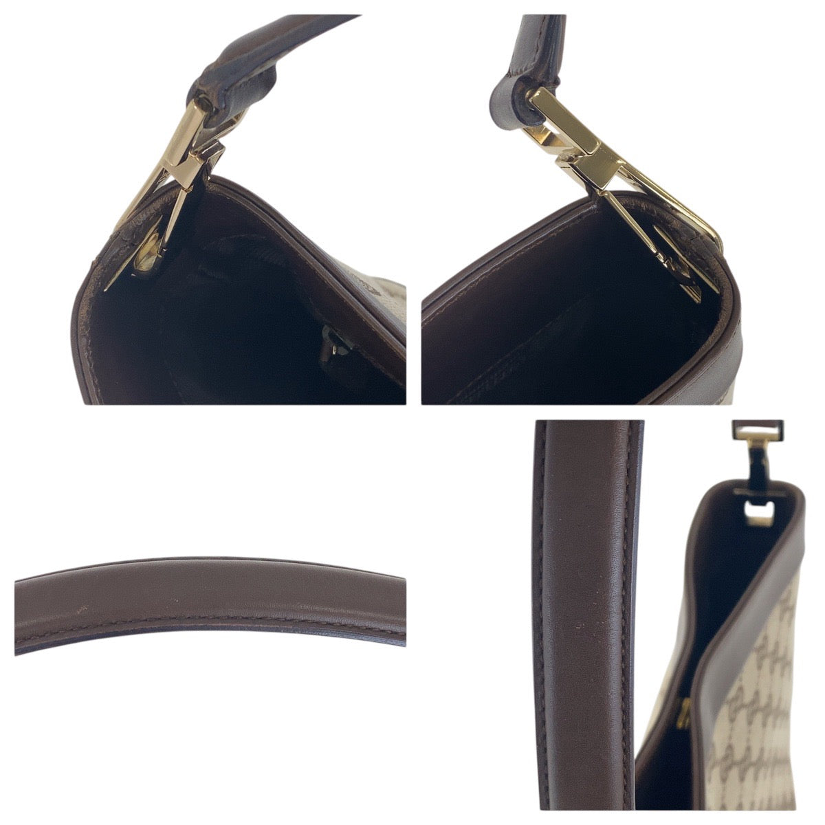 17330
GUCCI グッチ ベージュ ブラウン ゴールド金具 GGキャンバス / レザー 001 4231 1705 ショルダーバッグ ハンドバッグ  レディース ABP52