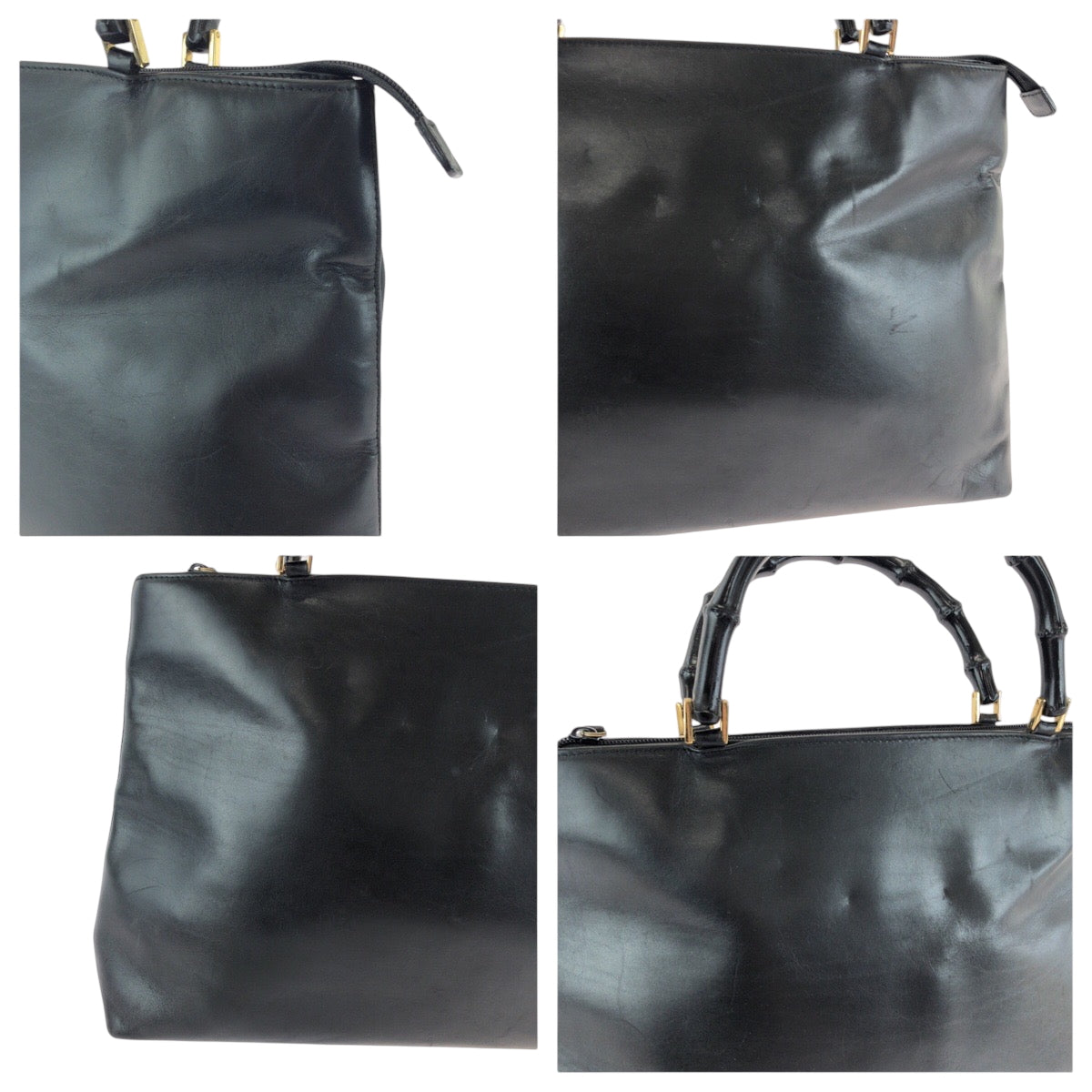 17332
GUCCI グッチ バンブー ブラック 黒 ゴールド金具 レザー 002 2122 0507 トートバッグ ショルダーバッグ レディース AB32