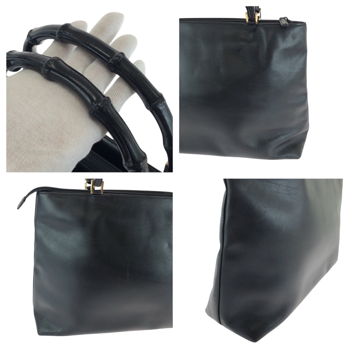 17332
GUCCI グッチ バンブー ブラック 黒 ゴールド金具 レザー 002 2122 0507 トートバッグ ショルダーバッグ レディース AB32