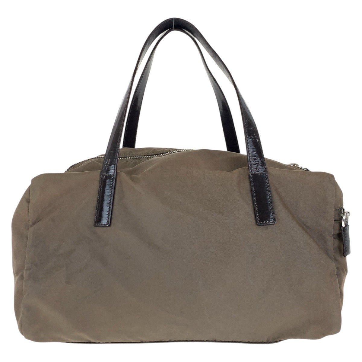 17333
PRADA プラダ テスート 三角ロゴプレート グレー シルバー金具 ナイロン / レザー ハンドバッグ ミニボストンバッグ  レディース