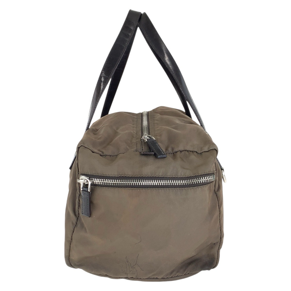 17333
PRADA プラダ テスート 三角ロゴプレート グレー シルバー金具 ナイロン / レザー ハンドバッグ ミニボストンバッグ  レディース