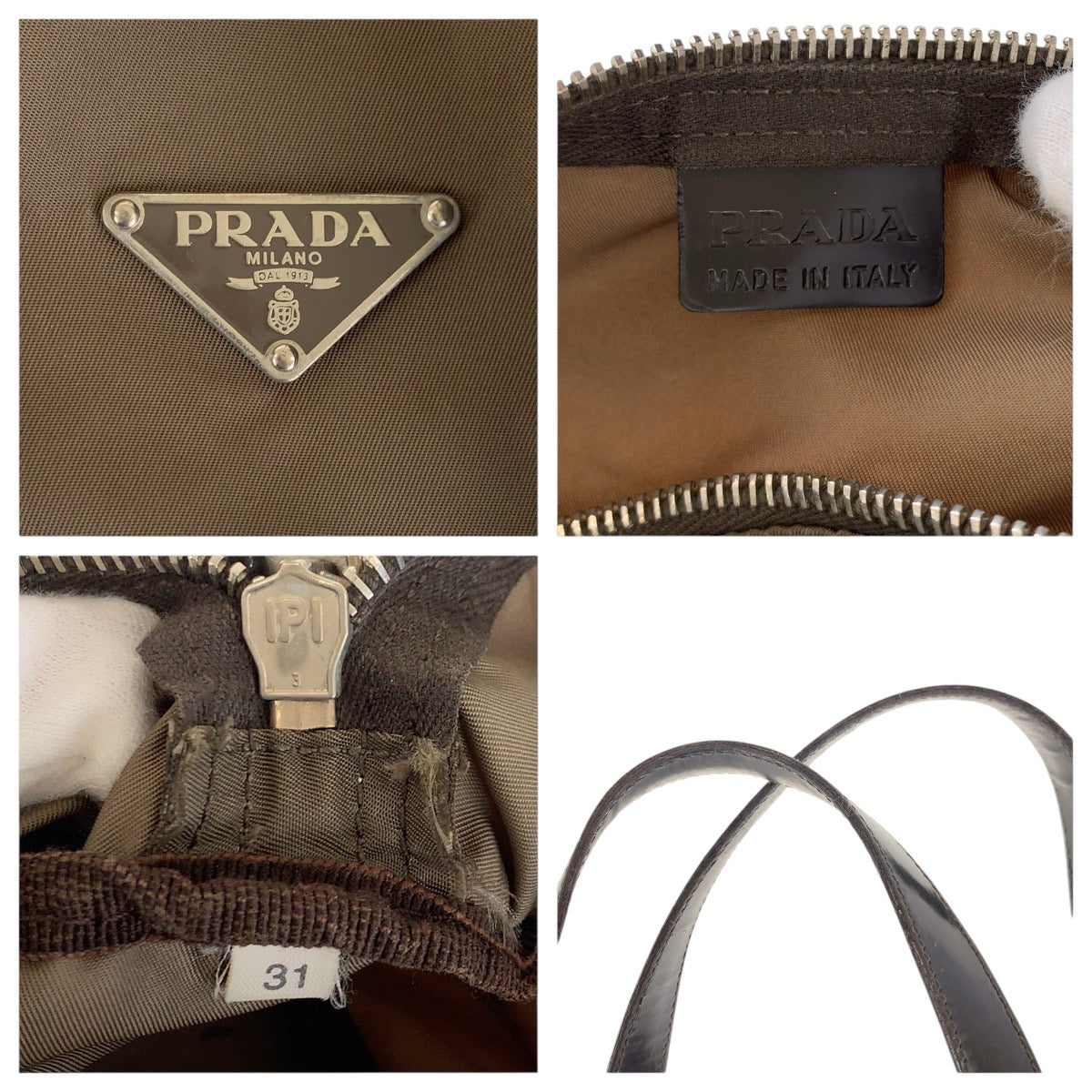 17333
PRADA プラダ テスート 三角ロゴプレート グレー シルバー金具 ナイロン / レザー ハンドバッグ ミニボストンバッグ  レディース