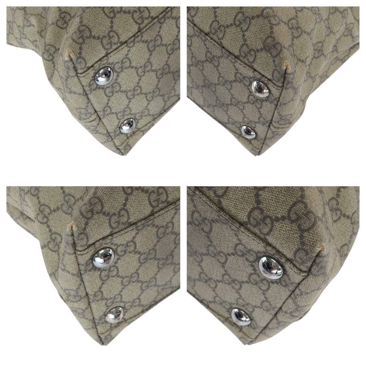 17335
GUCCI グッチ ベージュ ダークブラウン シルバー金具 GGスプリームキャンバス 415288 トートバッグ ショルダーバッグ  レディース AB26