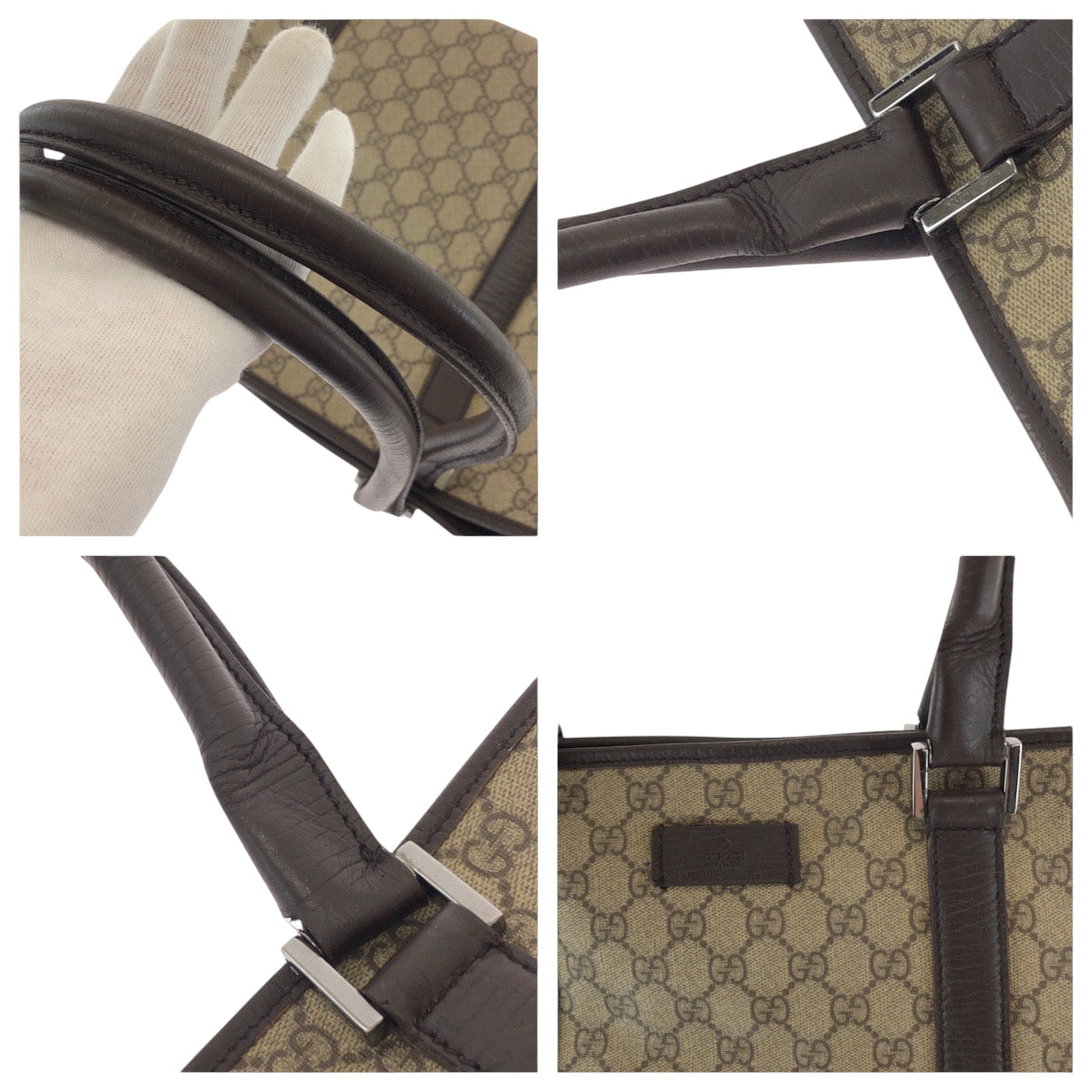 17335
GUCCI グッチ ベージュ ダークブラウン シルバー金具 GGスプリームキャンバス 415288 トートバッグ ショルダーバッグ  レディース AB26