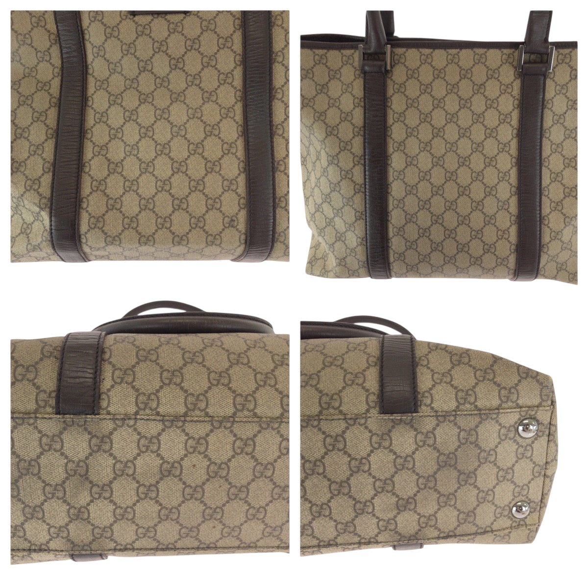 17335
GUCCI グッチ ベージュ ダークブラウン シルバー金具 GGスプリームキャンバス 415288 トートバッグ ショルダーバッグ  レディース AB26