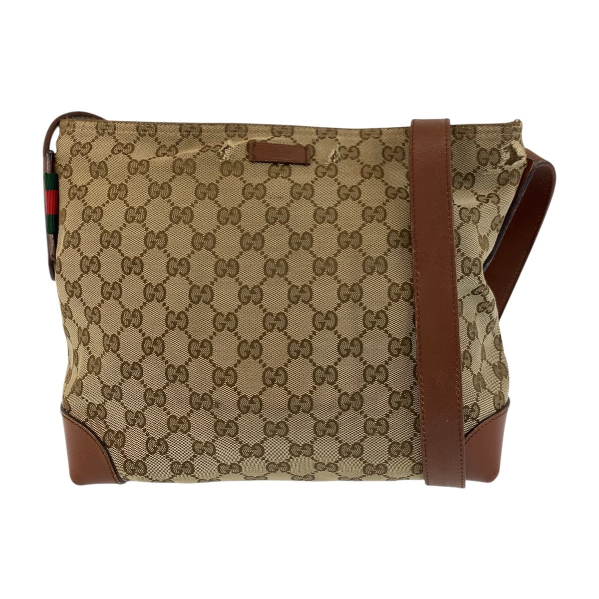 17336
GUCCI グッチ ベージュ ブラウン GGキャンバス / レザー 337598 ショルダーバッグ メッセンジャーバッグ  レディース B14