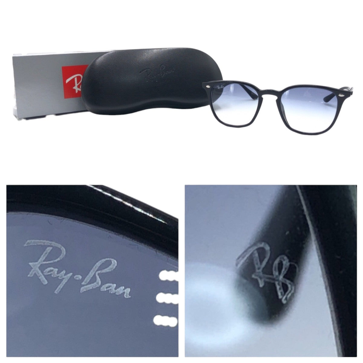 17338
Ray-Ban レイバン ブラック 黒 ライトブルー プラスチック RB4258-F 601/19 サングラス 男女兼用 ウェリントン  レディース A15