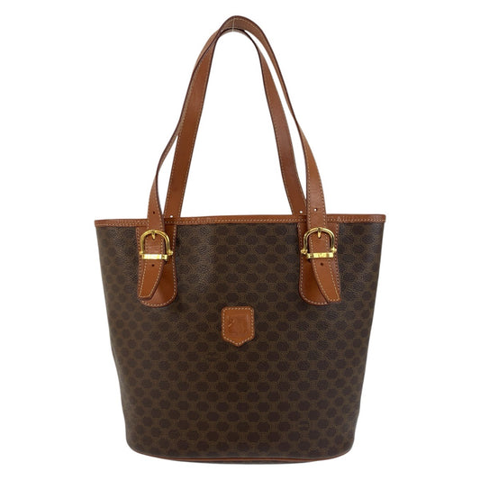 17339
CELINE セリーヌ ヴィンテージ マカダム ブラウン ゴールド金具 PVC / レザー MC96 トートバッグ ショルダーバッグ  レディース ABP40