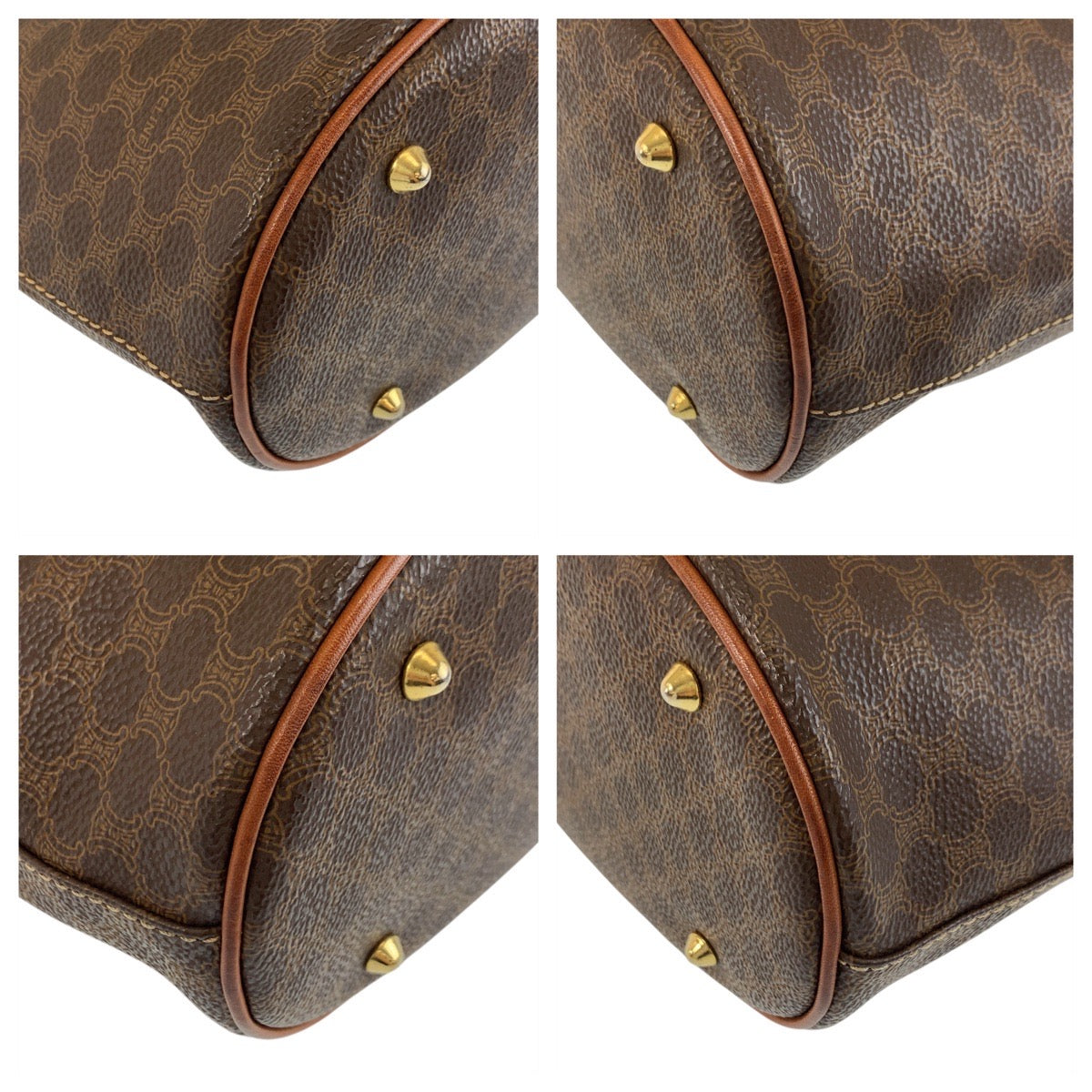 17339
CELINE セリーヌ ヴィンテージ マカダム ブラウン ゴールド金具 PVC / レザー MC96 トートバッグ ショルダーバッグ  レディース ABP40