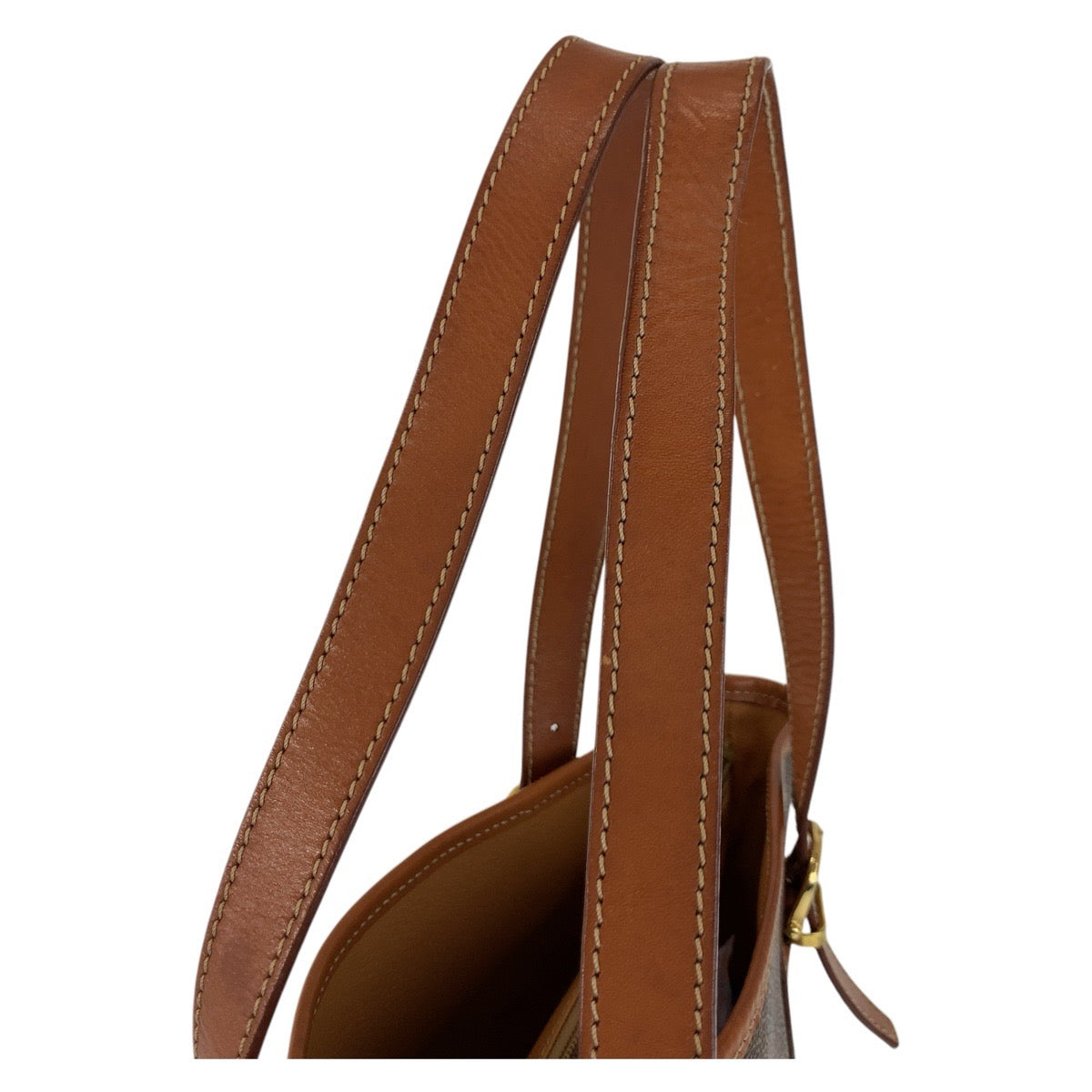 17339
CELINE セリーヌ ヴィンテージ マカダム ブラウン ゴールド金具 PVC / レザー MC96 トートバッグ ショルダーバッグ  レディース ABP40