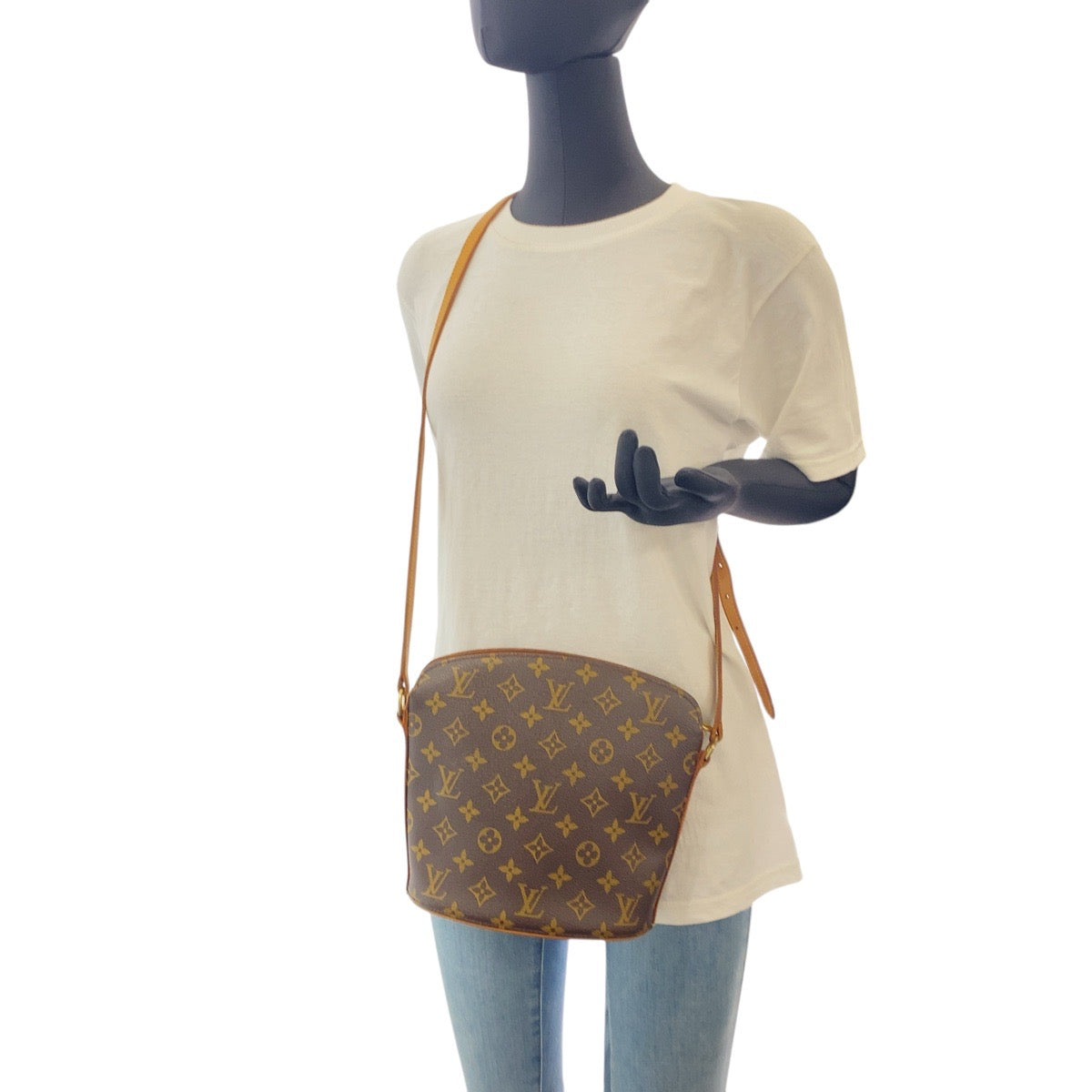 17340
LOUIS VUITTON ルイヴィトン モノグラム ドルーオ ブラウン ゴールド金具 PVC M51290 斜め掛け ショルダーバッグ  レディース AB65