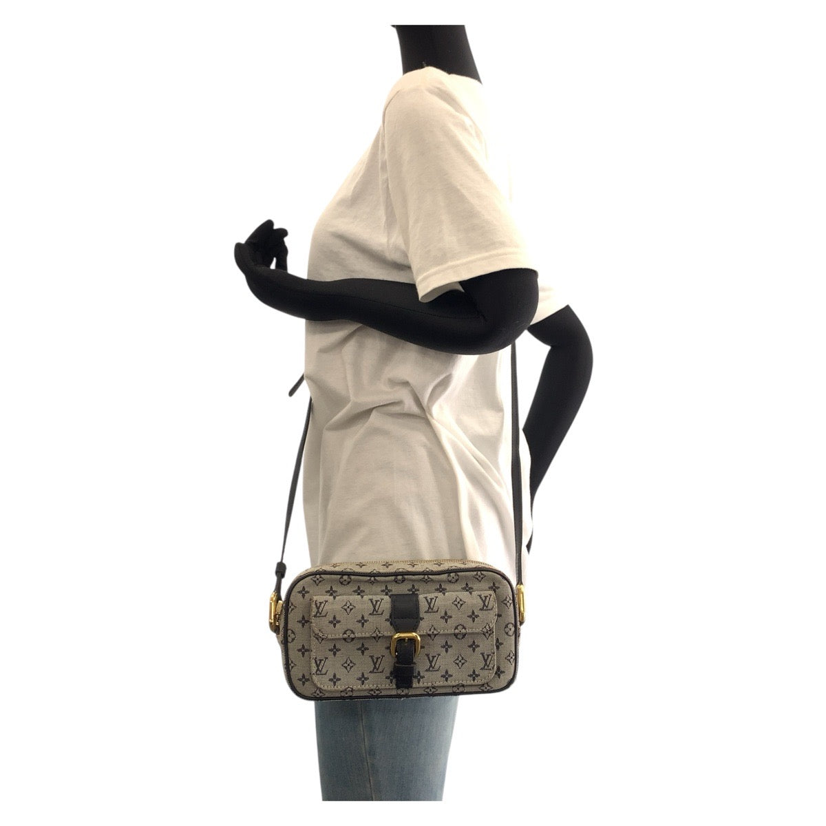 17431
LOUIS VUITTON ルイヴィトン モノグラム ミニ ジュリエット グレー ブラック ゴールド金具 キャンバス / レザー M92217 ショルダーバッグ ポシェット  レディース