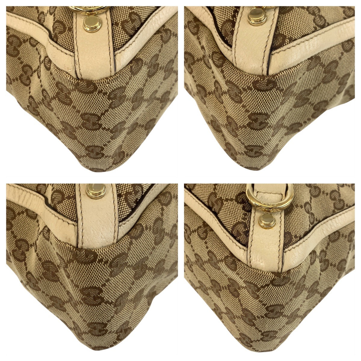 17342
GUCCI グッチ ベージュ ゴールド金具 GGキャンバス / レザー 170004 トートバッグ ショルダーバッグ  レディース AB43