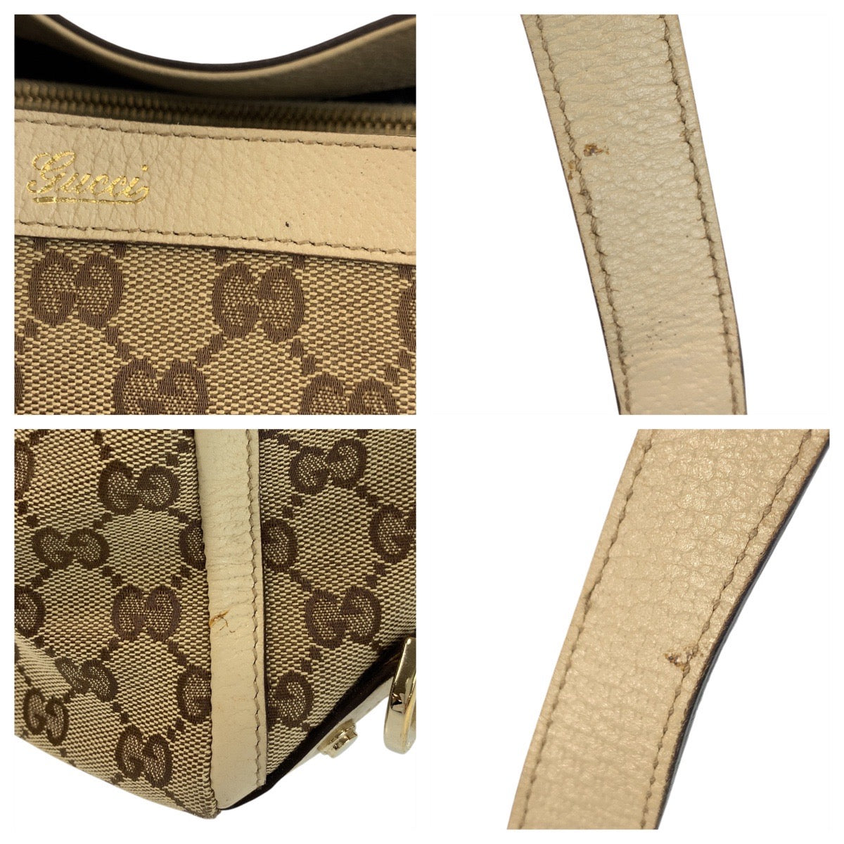 17342
GUCCI グッチ ベージュ ゴールド金具 GGキャンバス / レザー 170004 トートバッグ ショルダーバッグ  レディース AB43