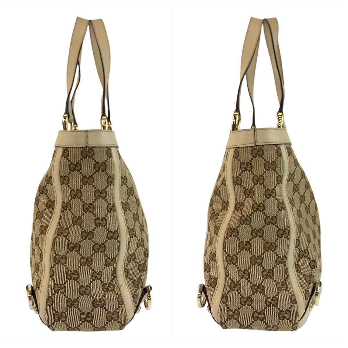 17342
GUCCI グッチ ベージュ ゴールド金具 GGキャンバス / レザー 170004 トートバッグ ショルダーバッグ  レディース AB43