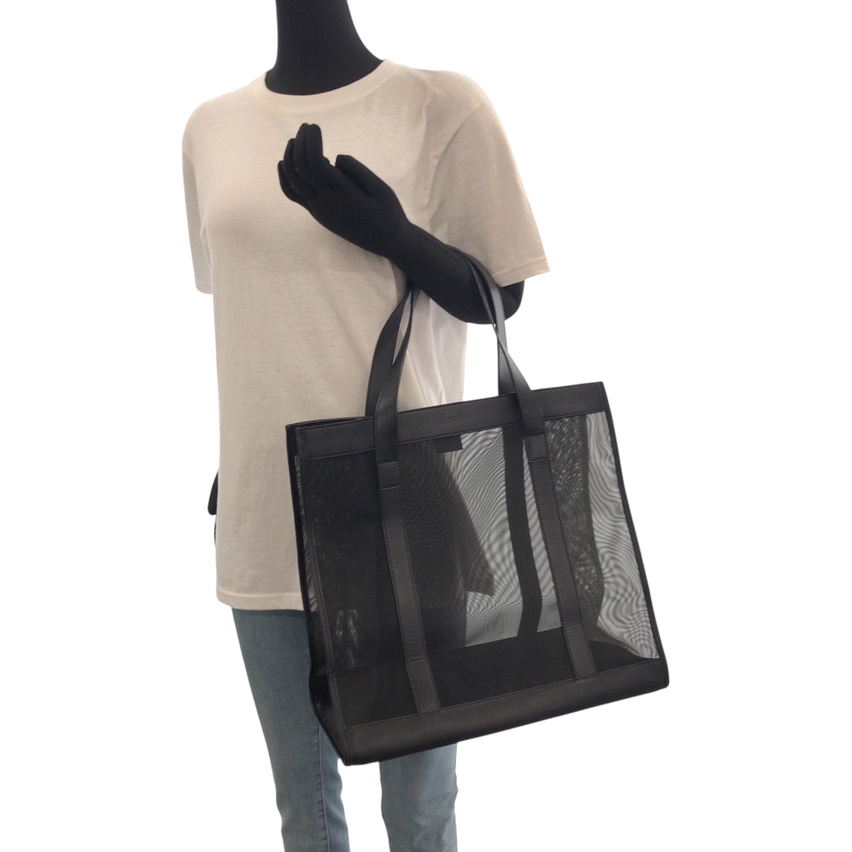 17344
GUCCI グッチ メッシュ ブラック 黒 ナイロン 002 0404 トートバッグ ショルダーバッグ  レディース A48