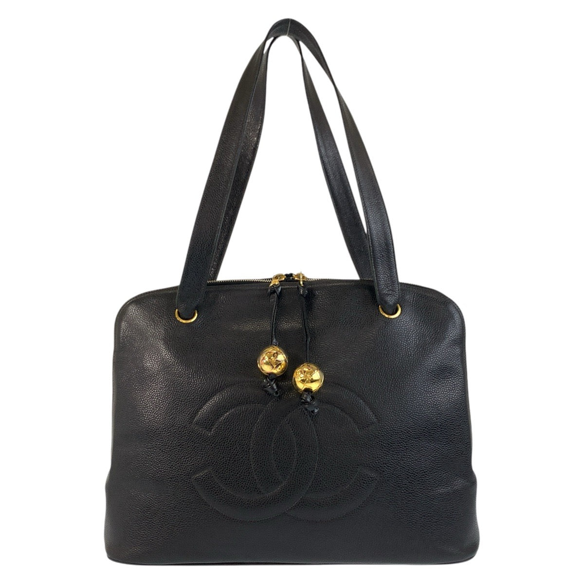 17345
CHANEL シャネル ココマーク ブラック 黒 ゴールド金具 キャビアスキン トートバッグ ショルダーバッグ レディース ABP138