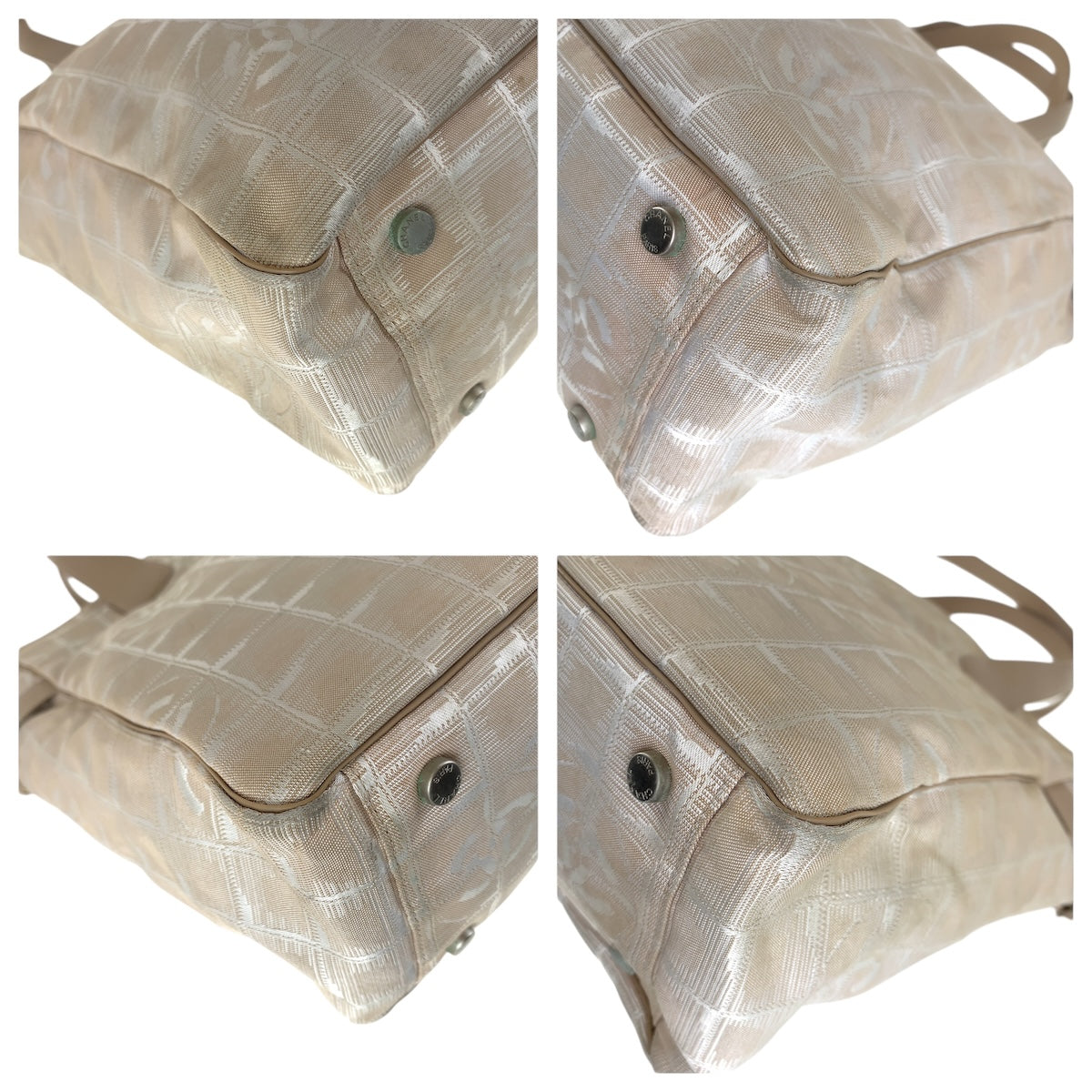 17347
CHANEL シャネル ヴィンテージ ニュートラベルライン ベージュ シルバー金具 キャンバス / レザー トートバッグ ショルダーバッグ  レディース AB32