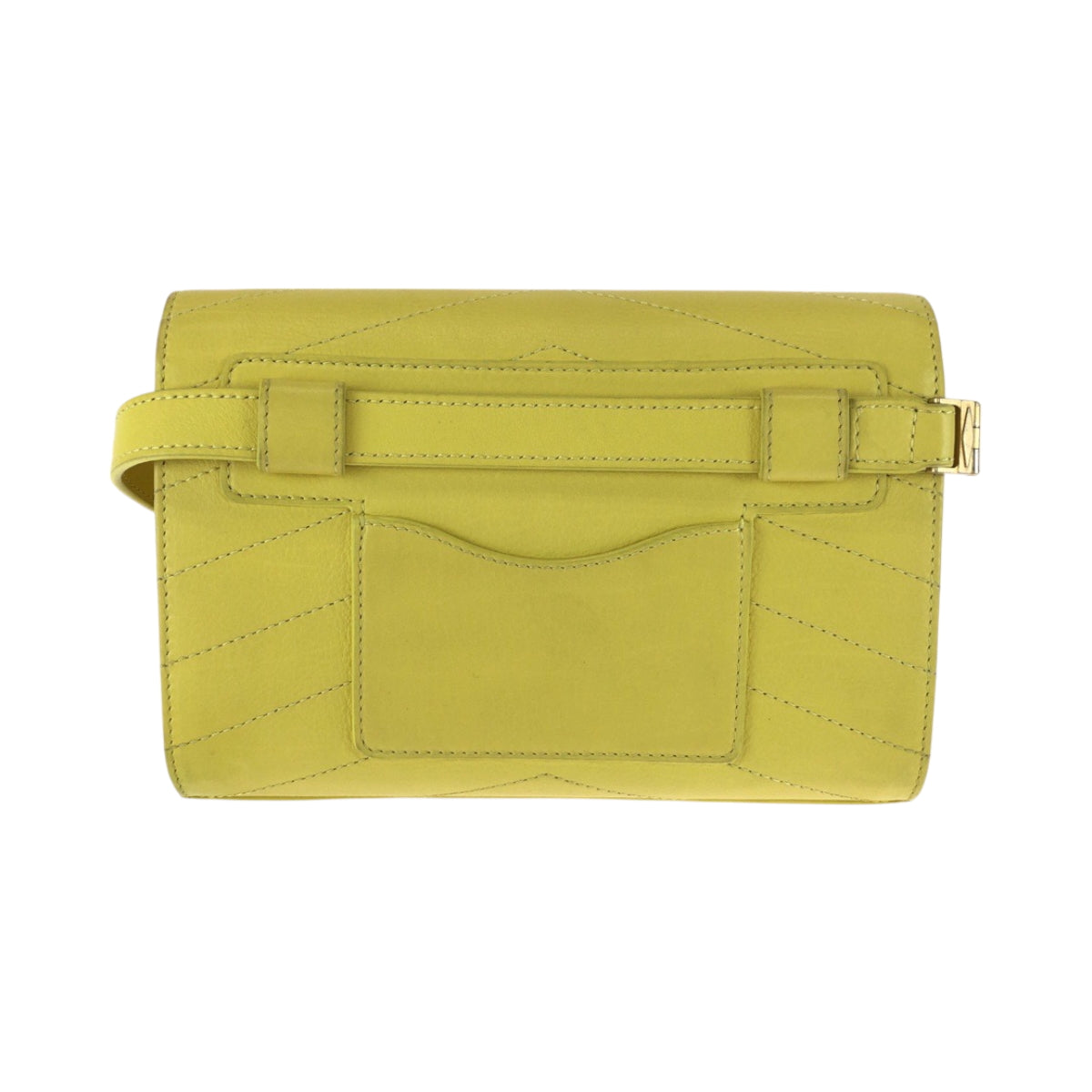 17346
CHANEL シャネル シェブロンステッチ ココマーク ターンロック イエロー ゴールド金具 カーフ チェーンショルダーバッグ ウエストバッグ  レディース A200