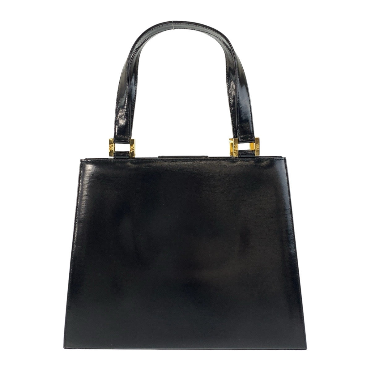 17351
YVES SAINT LAURENT イヴ サンローラン ヴィンテージ YSL ブラック 黒 ゴールド金具 レザー ハンドバッグ  レディース A40