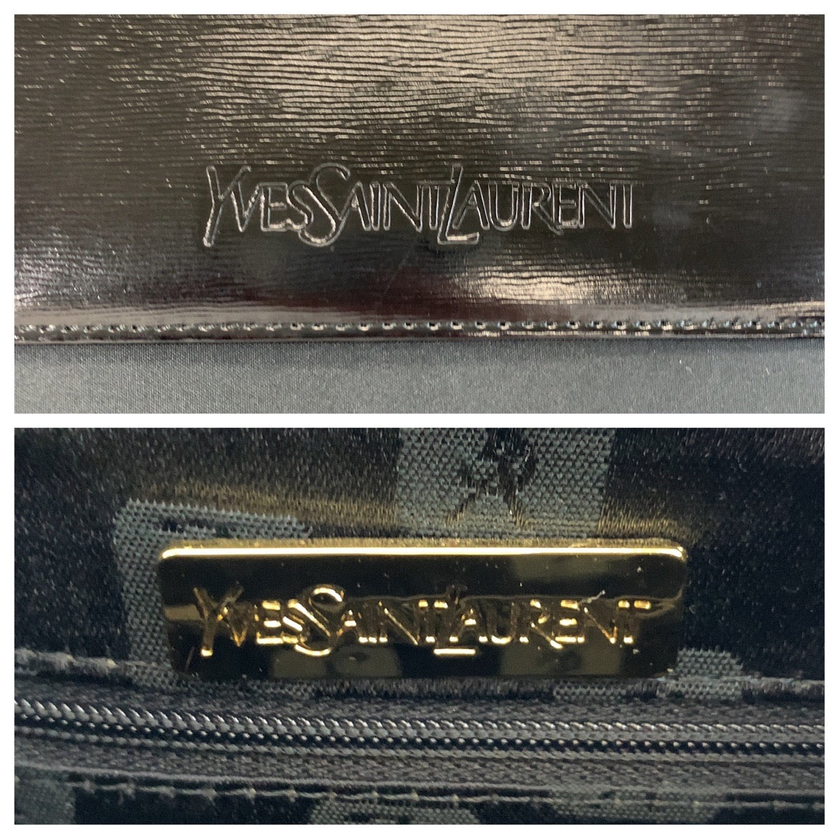 17351
YVES SAINT LAURENT イヴ サンローラン ヴィンテージ YSL ブラック 黒 ゴールド金具 レザー ハンドバッグ  レディース A40