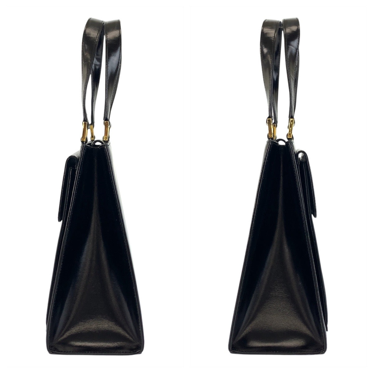 17351
YVES SAINT LAURENT イヴ サンローラン ヴィンテージ YSL ブラック 黒 ゴールド金具 レザー ハンドバッグ  レディース A40