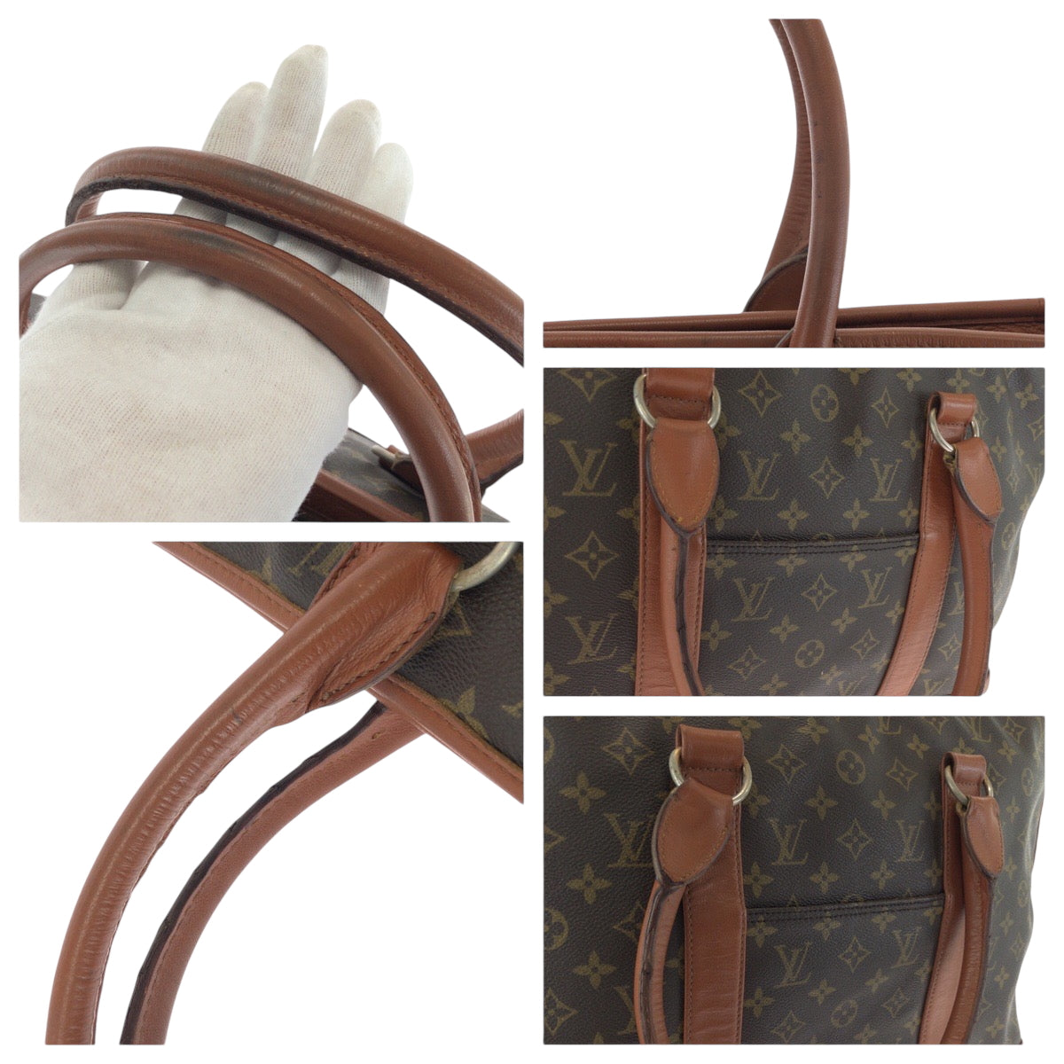 17352
LOUIS VUITTON ルイヴィトン ヴィンテージ モノグラム サックウィークエンド ブラウン ゴールド金具 PVC M42425 トートバッグ ショルダーバッグ レディース AB43