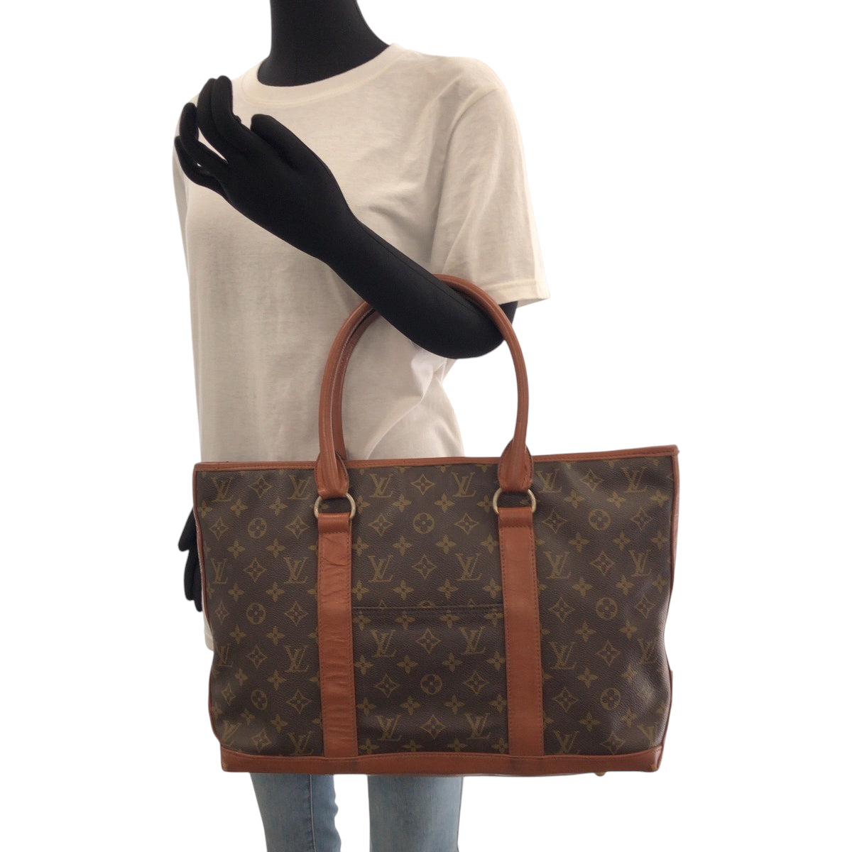 17352
LOUIS VUITTON ルイヴィトン ヴィンテージ モノグラム サックウィークエンド ブラウン ゴールド金具 PVC M42425 トートバッグ ショルダーバッグ レディース AB43