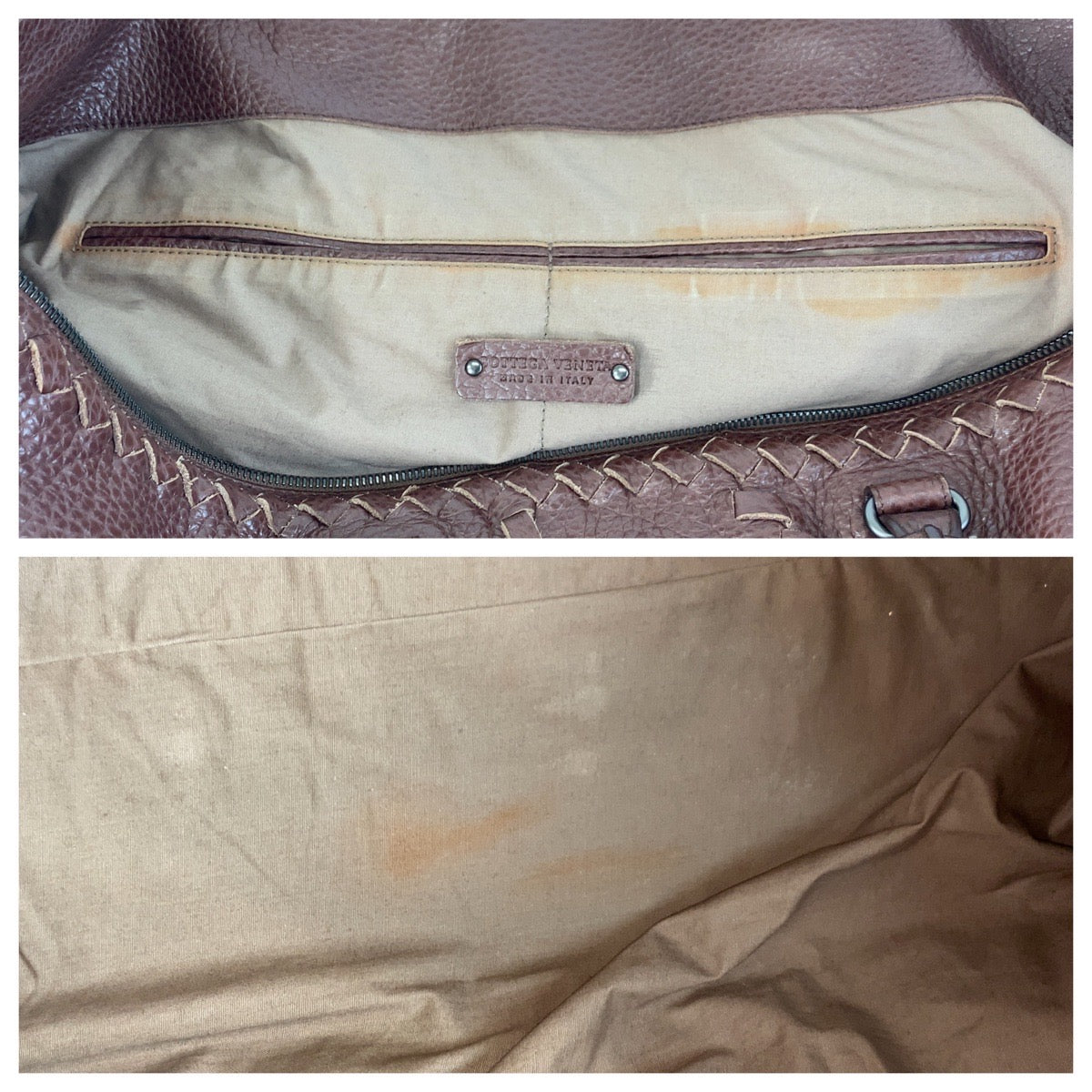 17353
BOTTEGAVENETA ボッテガヴェネタ イントレチャート ブラウン レザー トートバッグ ハンドバッグ  メンズ ABP75