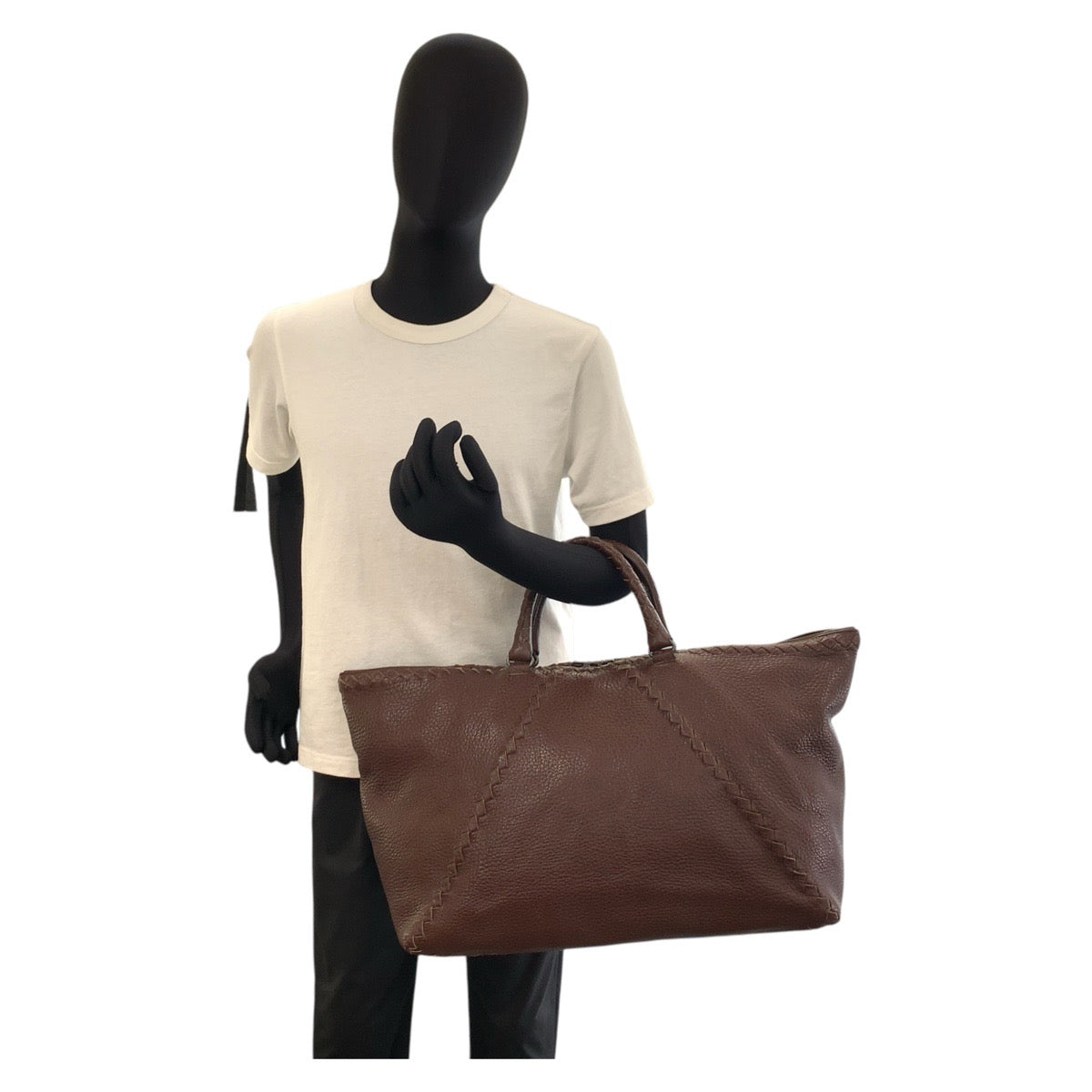 17353
BOTTEGAVENETA ボッテガヴェネタ イントレチャート ブラウン レザー トートバッグ ハンドバッグ メンズ ABP75