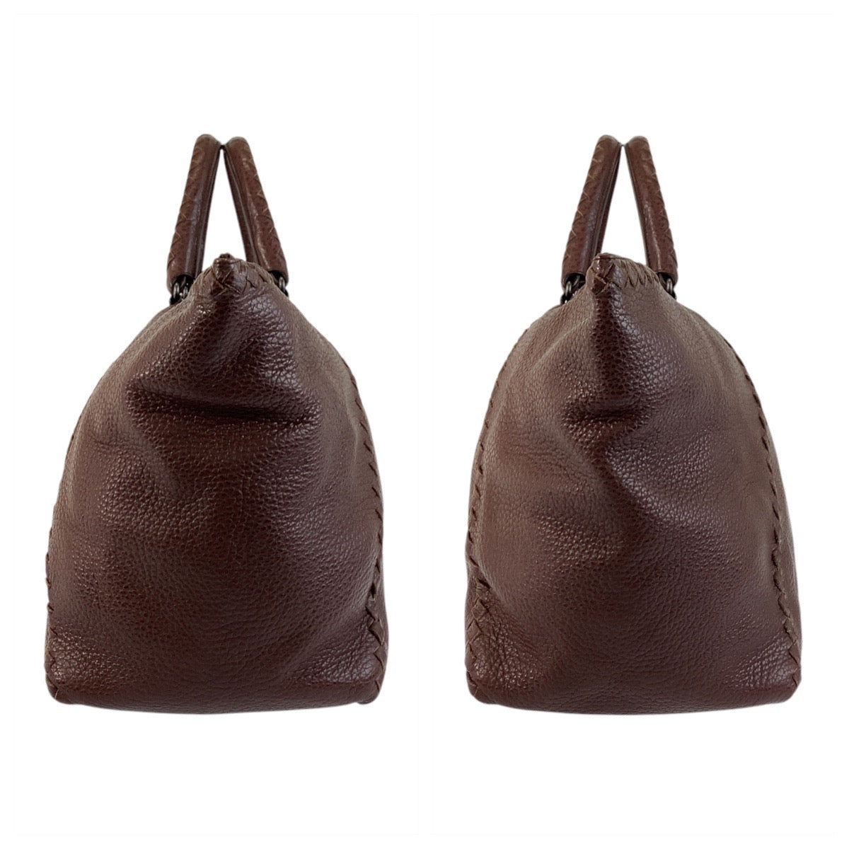 17353
BOTTEGAVENETA ボッテガヴェネタ イントレチャート ブラウン レザー トートバッグ ハンドバッグ  メンズ ABP75