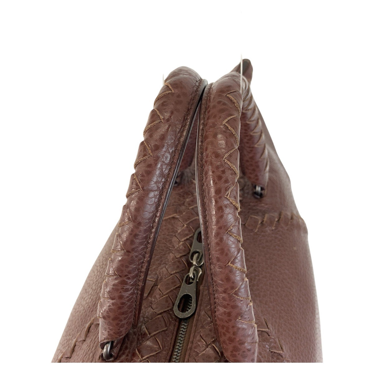 17353
BOTTEGAVENETA ボッテガヴェネタ イントレチャート ブラウン レザー トートバッグ ハンドバッグ  メンズ ABP75