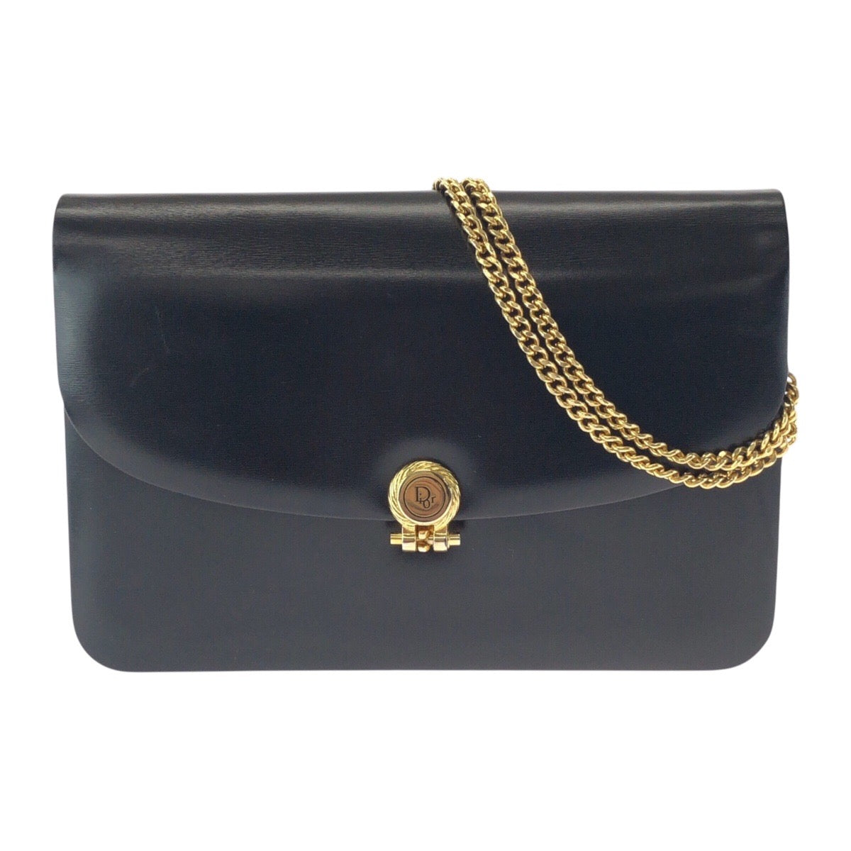 17354
Dior ディオール ヴィンテージ ブラック 黒 ゴールド金具 レザー ショルダーバッグ クラッチバッグ  レディース