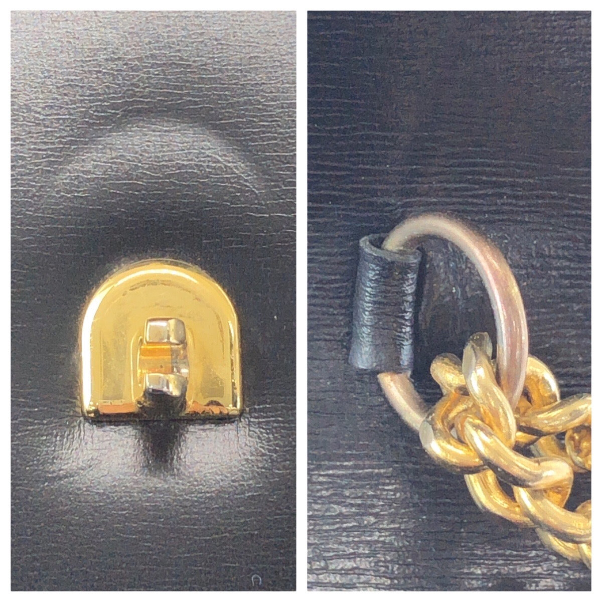 17354
Dior ディオール ヴィンテージ ブラック 黒 ゴールド金具 レザー ショルダーバッグ クラッチバッグ  レディース