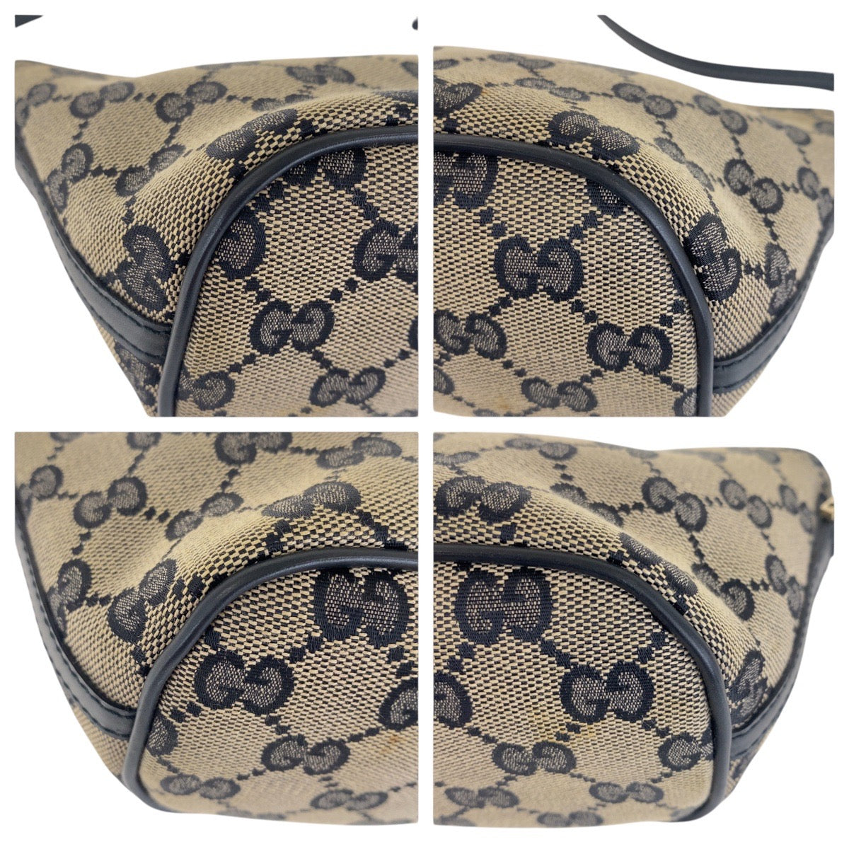17355
GUCCI グッチ ブラック ゴールド金具 GGキャンバス / レザー 039 1103 ハンドバッグ アクセサリーポーチ  レディース A39