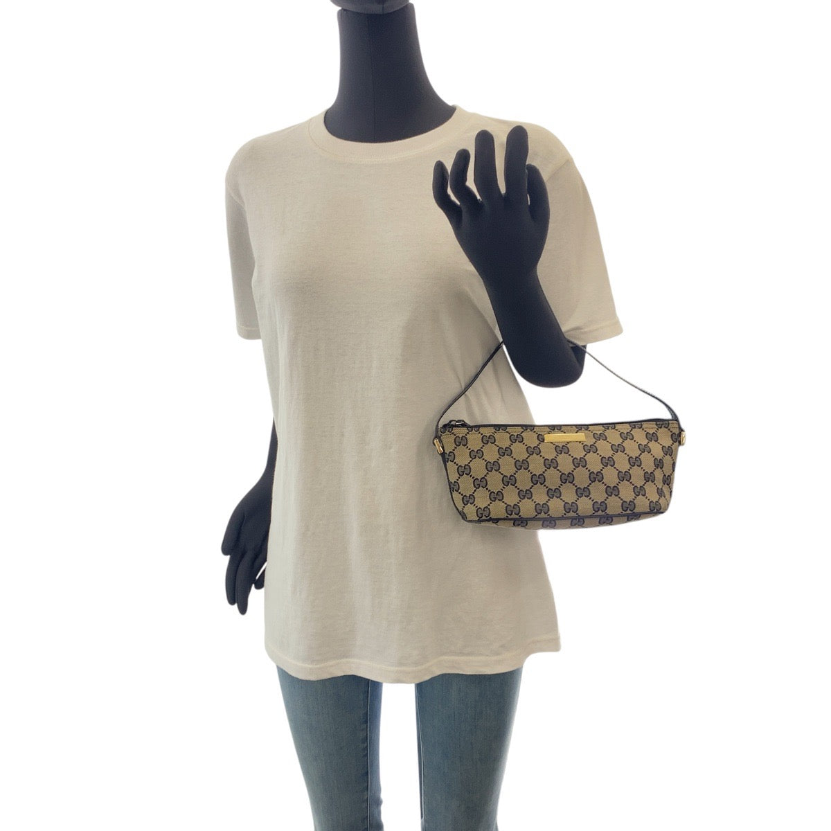 17355
GUCCI グッチ ブラック ゴールド金具 GGキャンバス / レザー 039 1103 ハンドバッグ アクセサリーポーチ  レディース A39