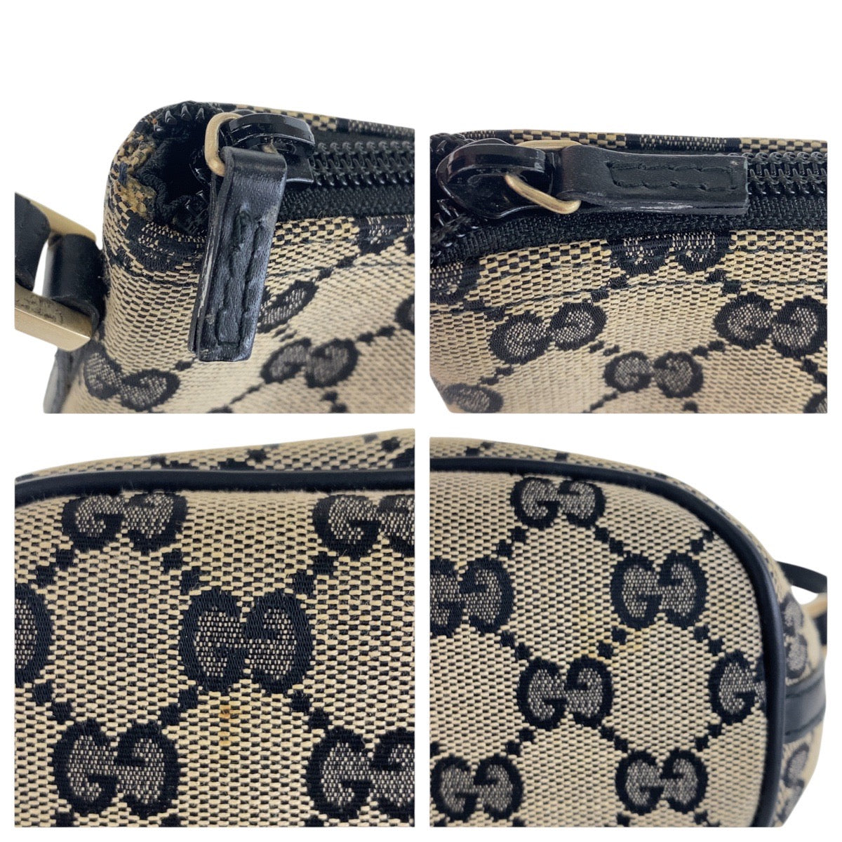 17355
GUCCI グッチ ブラック ゴールド金具 GGキャンバス / レザー 039 1103 ハンドバッグ アクセサリーポーチ  レディース A39
