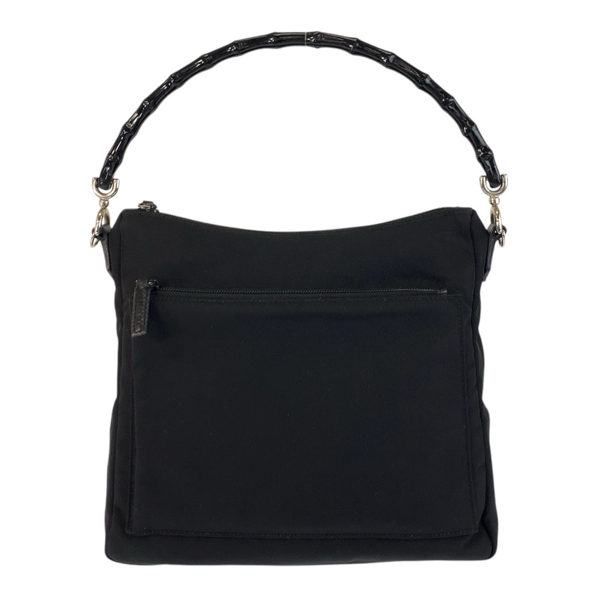 17356
GUCCI グッチ バンブー ブラック 黒 シルバー金具 ナイロン / バンブー 000 0509 ハンドバッグ  レディース ABP16