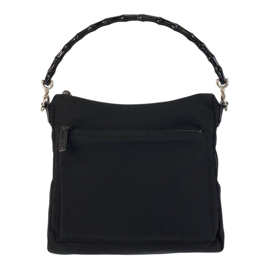 17356
GUCCI グッチ バンブー ブラック 黒 シルバー金具 ナイロン / バンブー 000 0509 ハンドバッグ  レディース ABP16