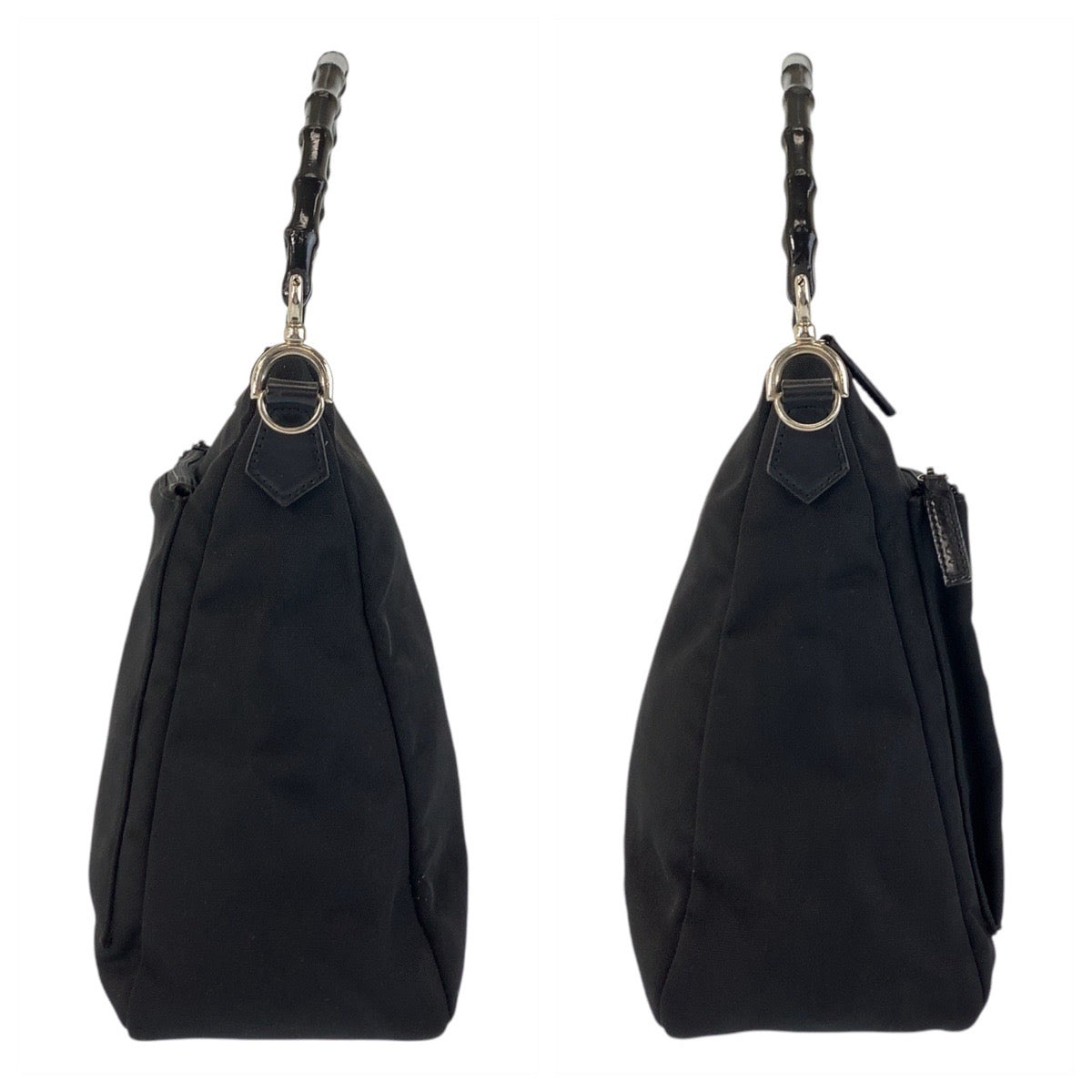 17356
GUCCI グッチ バンブー ブラック 黒 シルバー金具 ナイロン / バンブー 000 0509 ハンドバッグ  レディース ABP16