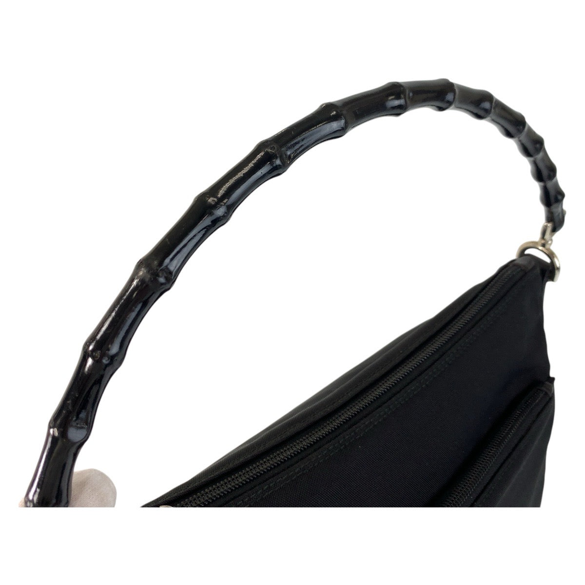 17356
GUCCI グッチ バンブー ブラック 黒 シルバー金具 ナイロン / バンブー 000 0509 ハンドバッグ  レディース ABP16