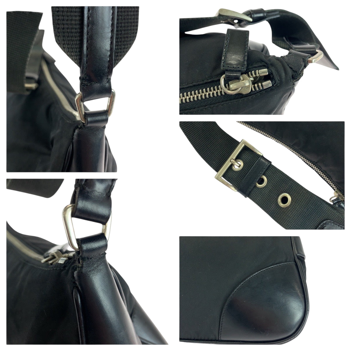 17358
PRADA プラダ テスート 三角ロゴプレート ブラック 黒 シルバー金具 ナイロン BR0449 ワンショルダーバッグ ハンドバッグ レディース AB