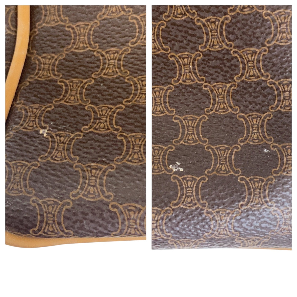 17359
CELINE セリーヌ ヴィンテージ マカダム ブラウン ゴールド金具 PVC ボストンバッグ レディース ABP54