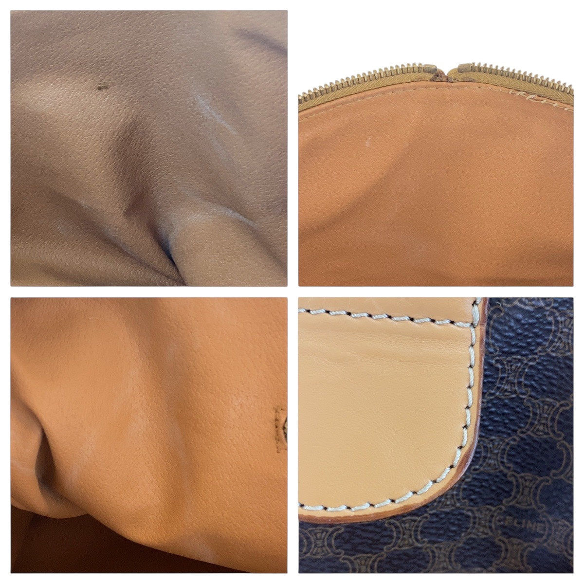 17359
CELINE セリーヌ ヴィンテージ マカダム ブラウン ゴールド金具 PVC ボストンバッグ  レディース ABP54